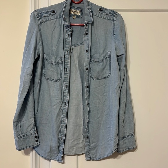 Express Tops - Express Boyfriend Jean Button Up.
